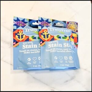 New TRULYFREE Natural Stain Stick - non toxic laundry stain remover set of 2